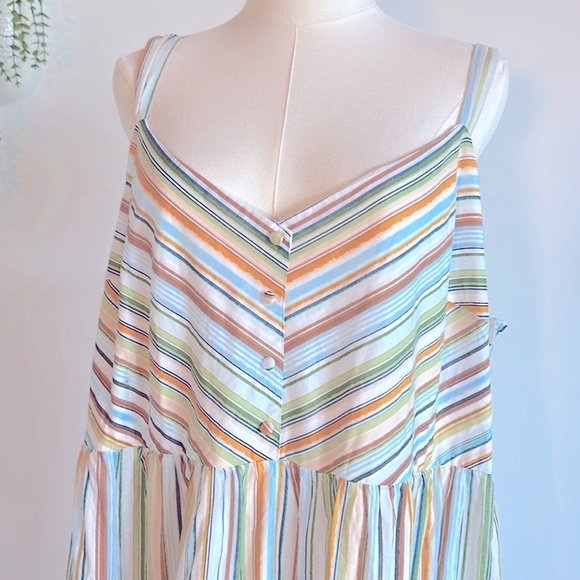 NWT Boho Chic Striped Multicolor Ruffled Hem Long Maxi Dress / Women’s Size 3X - Picture 3 of 8